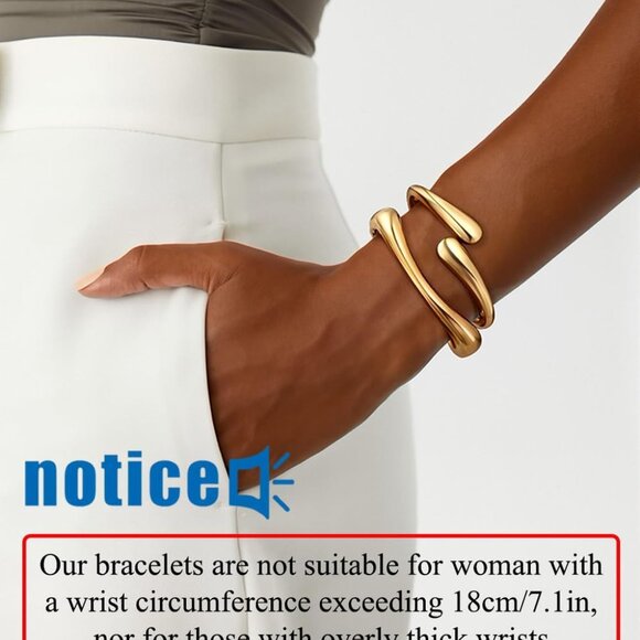 Gold Bangle Bracelets Set Women Chunky Wide Cuff Stack Statement Jewelry - Picture 2 of 7